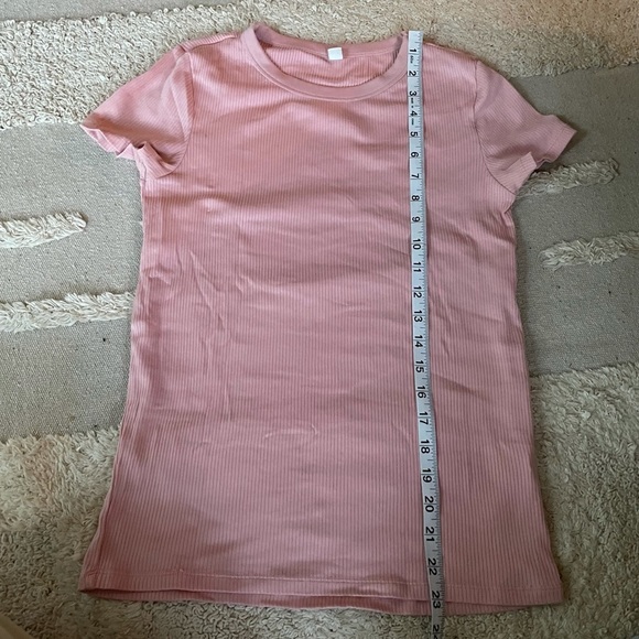 UNIQLO PINK RIBBED SHORT SLEEVES TEE - S - Picture 8 of 10